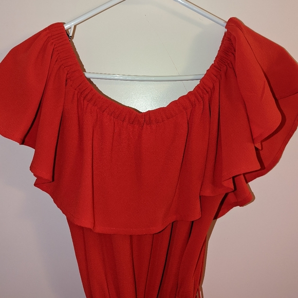Forever 21 Red Off the Shoulder Romper - Picture 5 of 7